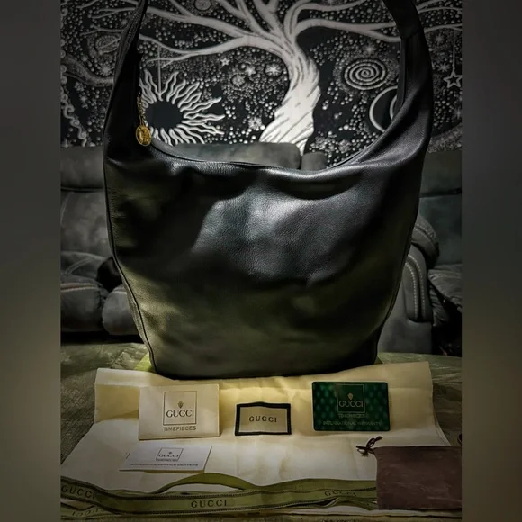 Authentic Vintage Gucci Black soft Leather hobo shoulder bag ❌90% OFF SALE❌ - Picture 14 of 17